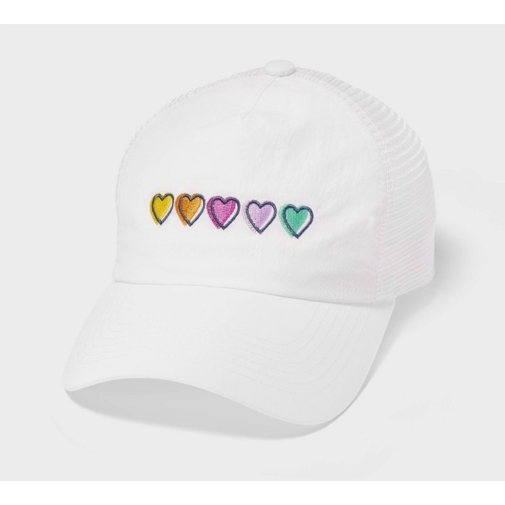 Roller Rabbit x Target Disco Heart White Rainbow Embroidered Trucker Hat
